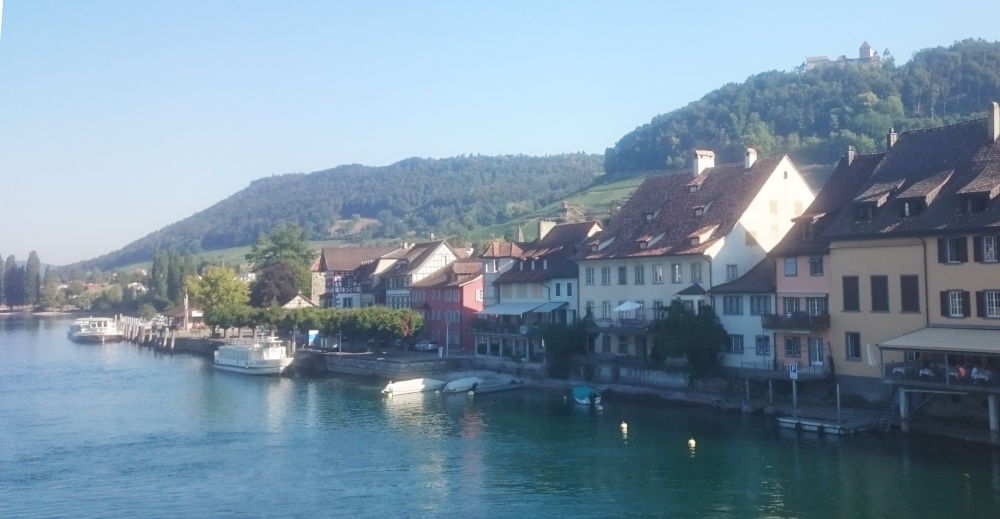 Stein am Rhein: Wasserseite der Altstadt (26.7.2018; Foto: Klare)