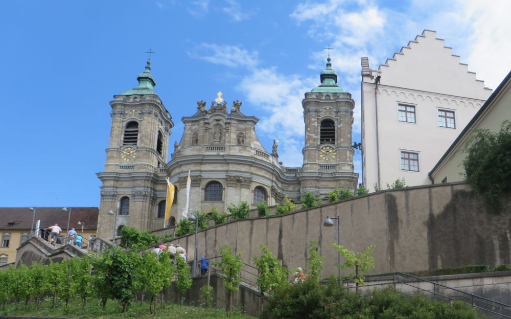 Weingarten: Aufgang zur Basilika (28.7.2018; Foto: Meyerbröker)