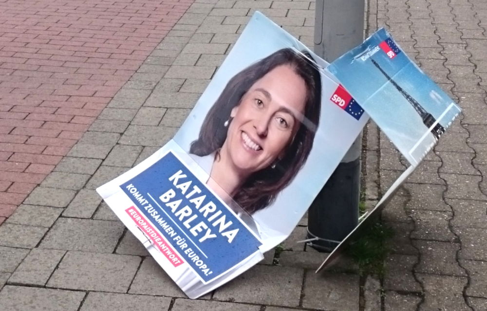 SPD-Plakat an der Hohen Geest (29.4.2019; Foto: Klare)