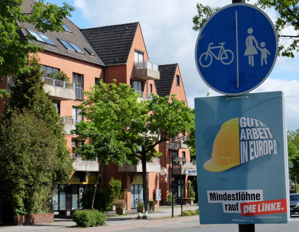 Europa-Wahlplakat der Linken auf der Marktallee (4.5.2019; Foto: Klare)