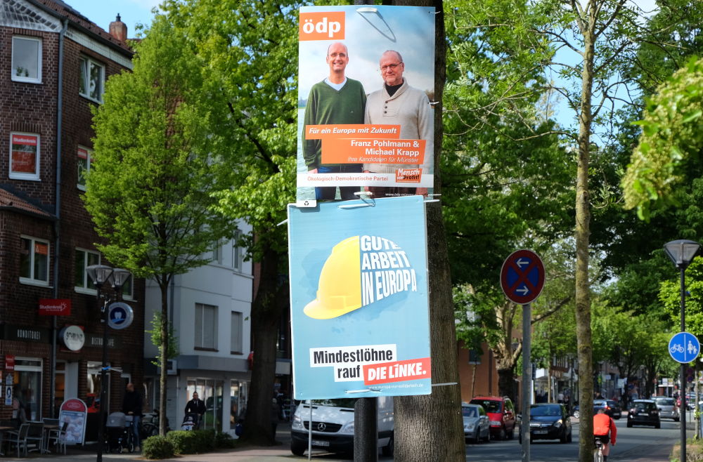 Europa-Wahlplakat der ödp auf der Marktallee (4.5.2019; Foto: Klare)