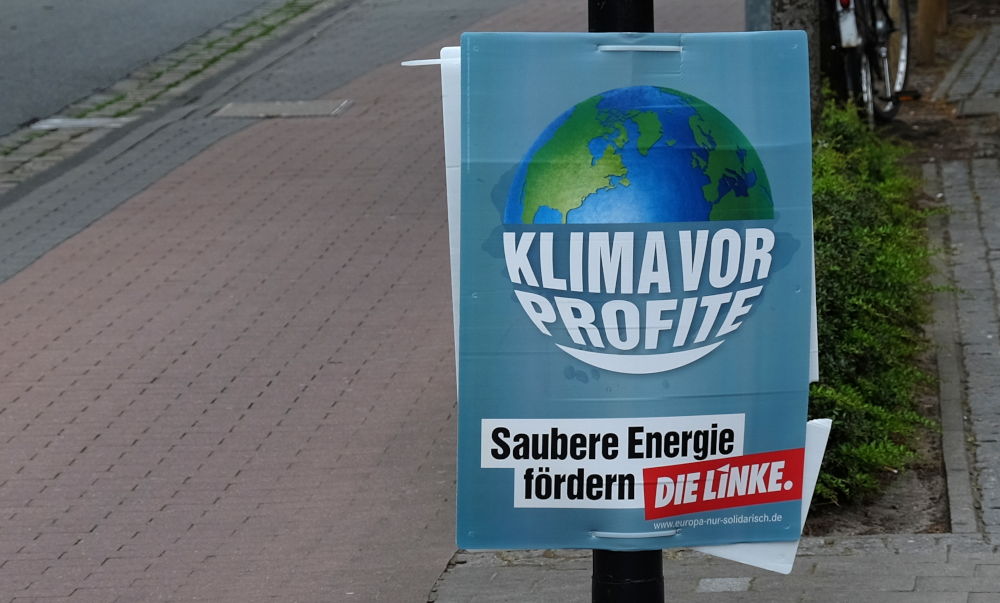 Europa-Wahlplakat der Linken auf der Marktallee (26.5.2019; Foto: Klare)