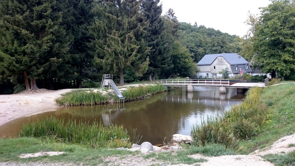 Naturbadeteich Harfenmühle (9.9.2019; Foto: Klare)