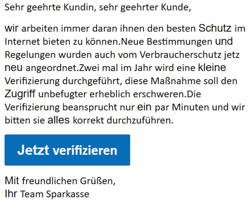 Phishing-Email (9.4.2020; von außen stammende Inhalte durch Thunderbird blockiert)