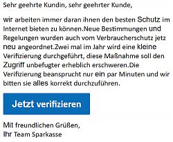 Phishing-Email (9.4.2020; von außen stammende Inhalte durch Thunderbird blockiert)