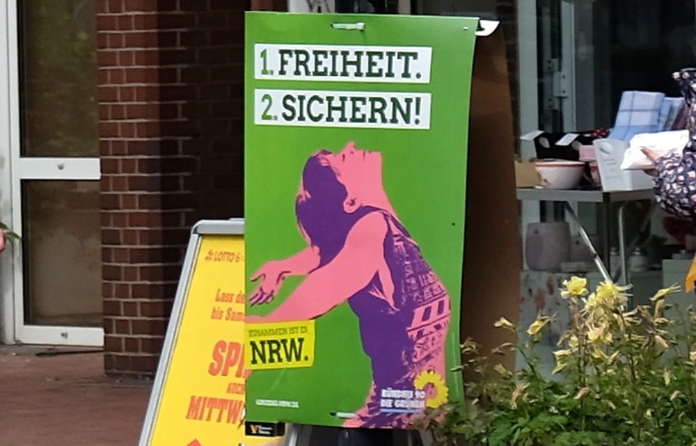 Wahlplakat der Grünen an der Marktallee (3.5.2017; Foto: Klare)