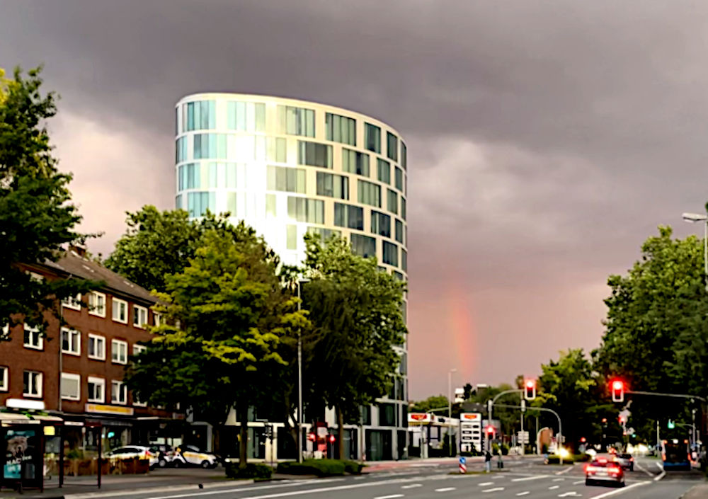 Unheil droht (Münster, Hammer Straße, 30.7.2021; Foto: Henning Klare)