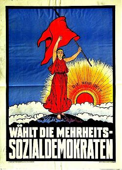 SPD-Wahlplakat von 1919: "Wählt die Mehrheits-Sozialdemokraten"