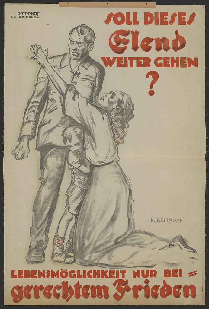 Plakat von 1920: "Lebensmöglichkeit nur bei gerechtem Frieden" (Quelle: Library of Congress / http://www.loc.gov/pictures/item/2004665980/)