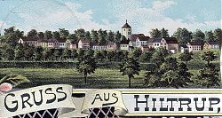 Hiltrup im Jahr 1898: Ein paar Häuser rund um Alt-St. Clemens (Postkarte, Ausschnitt)