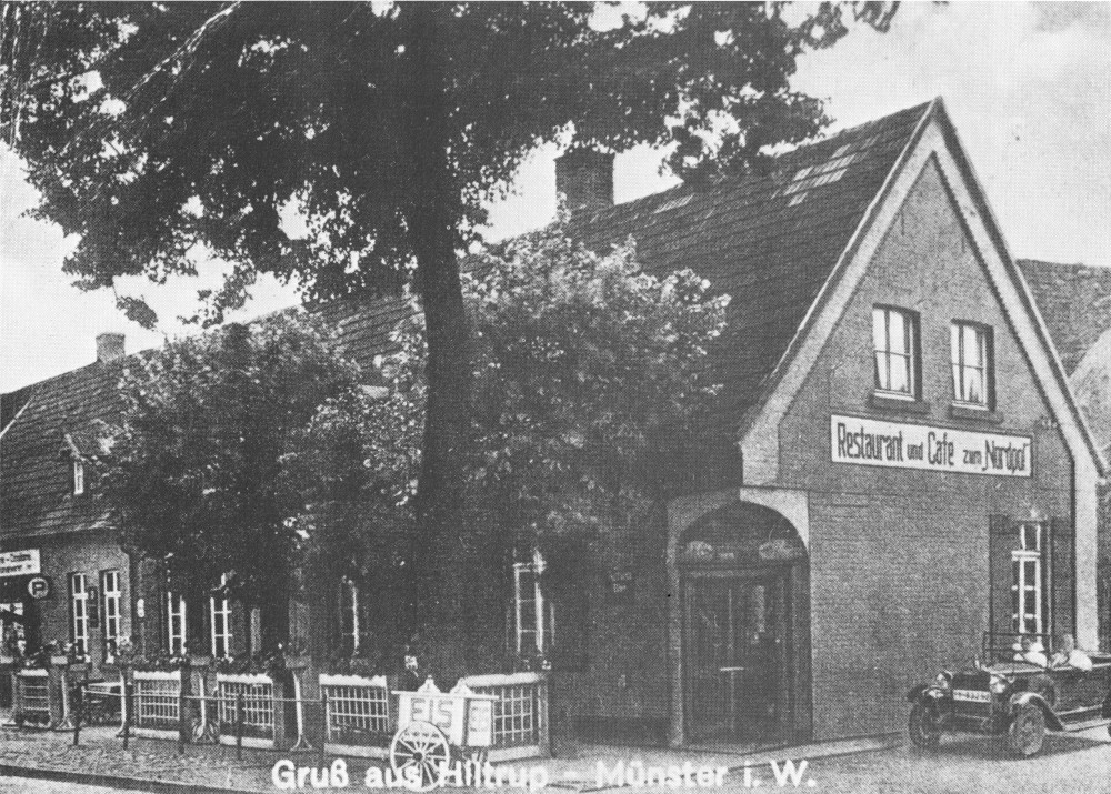 Restaurant u. Café H. Scheller / Zum Nordpol (1930, historische Postkarte; heute Henrik's Restaurant, Westfalenstr. 148)