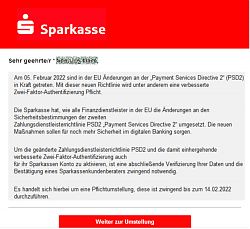 Phishing-Mail, angeblich von der Sparkasse (11.2.2022)