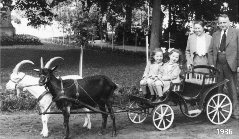 Renate und Ute Winzer in der Ziegenbock-Kutsche (Bad Rothenfelde, 1936; Foto: Mit freundlicher Genehmigung der Familie Schnabel)