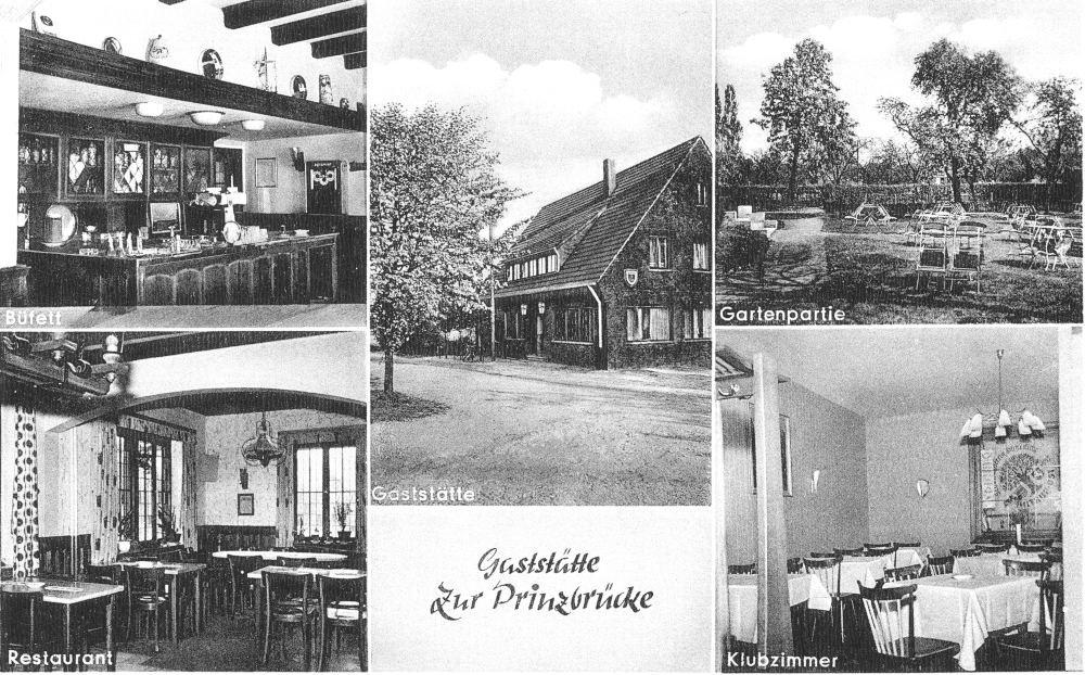 Gaststätte Zur Prinzbrücke (1957, historische Postkarte)