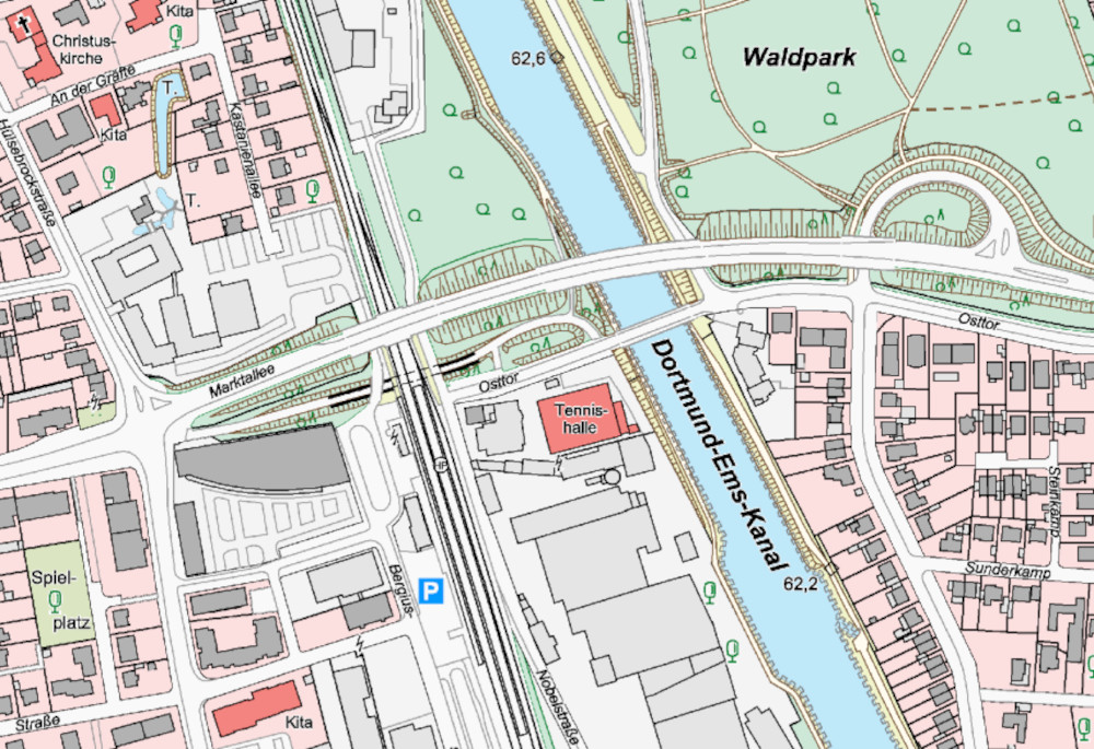 Hiltrup: Prinz-Brücke über den Dortmund-Ems-Kanal (2023, geo.stadt-muenster.de/webgis)