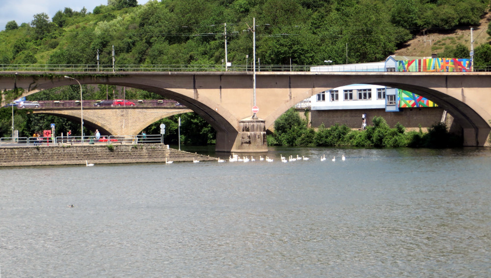 Hier treffen sich Saar und Mosel: Konz (23.6.2015; Foto: Klaus Meyerbröker)