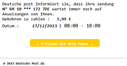 "Deutsche post Informiert sie" - typische kriminelle Email (27.12.2023)