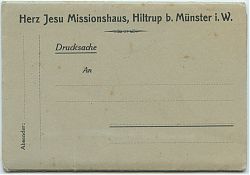 Umschlag einer Serie von Fotos aus dem Schulleben der Ordensschule der „Missionare vom Heiligsten Herzen Jesu“ in Hiltrup (um 1925)