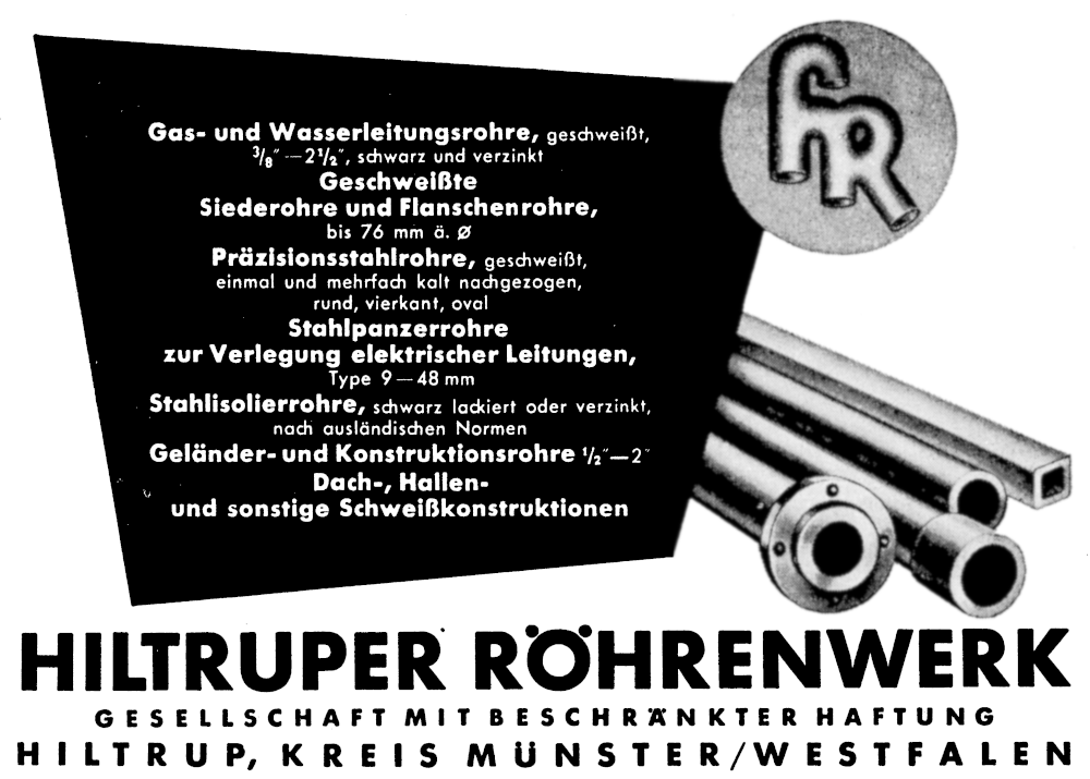 Reklamepostkarte des Hiltruper Röhrenwerks (1954; Hiltruper Museum)