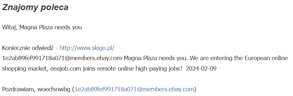 Phishing-Email von eBay - casa39_de (9.2.2024, Ausschnitt)