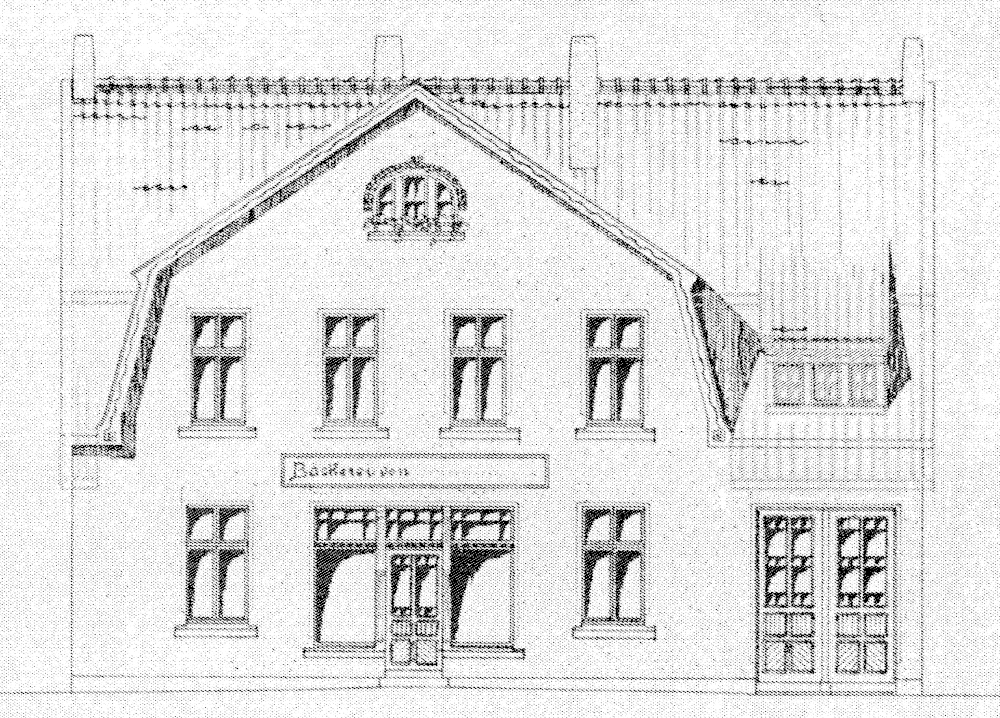 Bäckerei Klostermann, Hiltrup, Bahnhofstraße 49 (Ansichtszeichnung des Bauantrags von 1907; Hiltruper Museum)