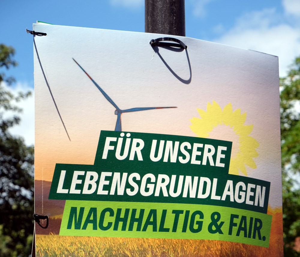 Europa-Wahl-Plakat der Grünen in Hiltrup (9.6.2024; Foto: Henning Klare)