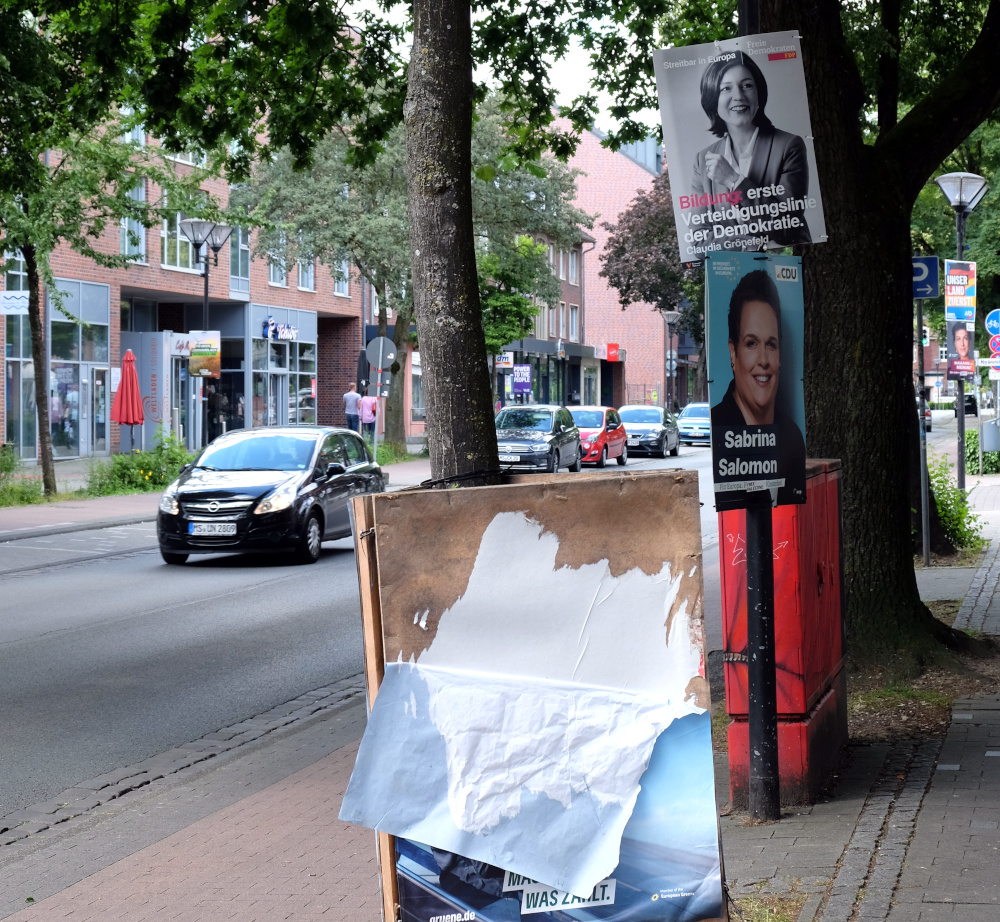 Europa-Wahl-Plakate in Hiltrup (9.6.2024; Foto: Henning Klare)