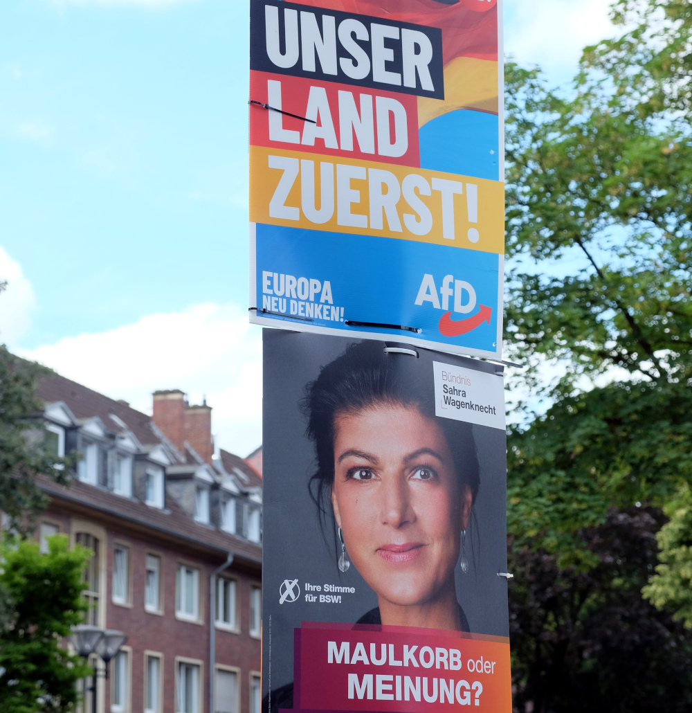 Europa-Wahl-Plakat der Extremisten in Hiltrup (9.6.2024; Foto: Henning Klare)
