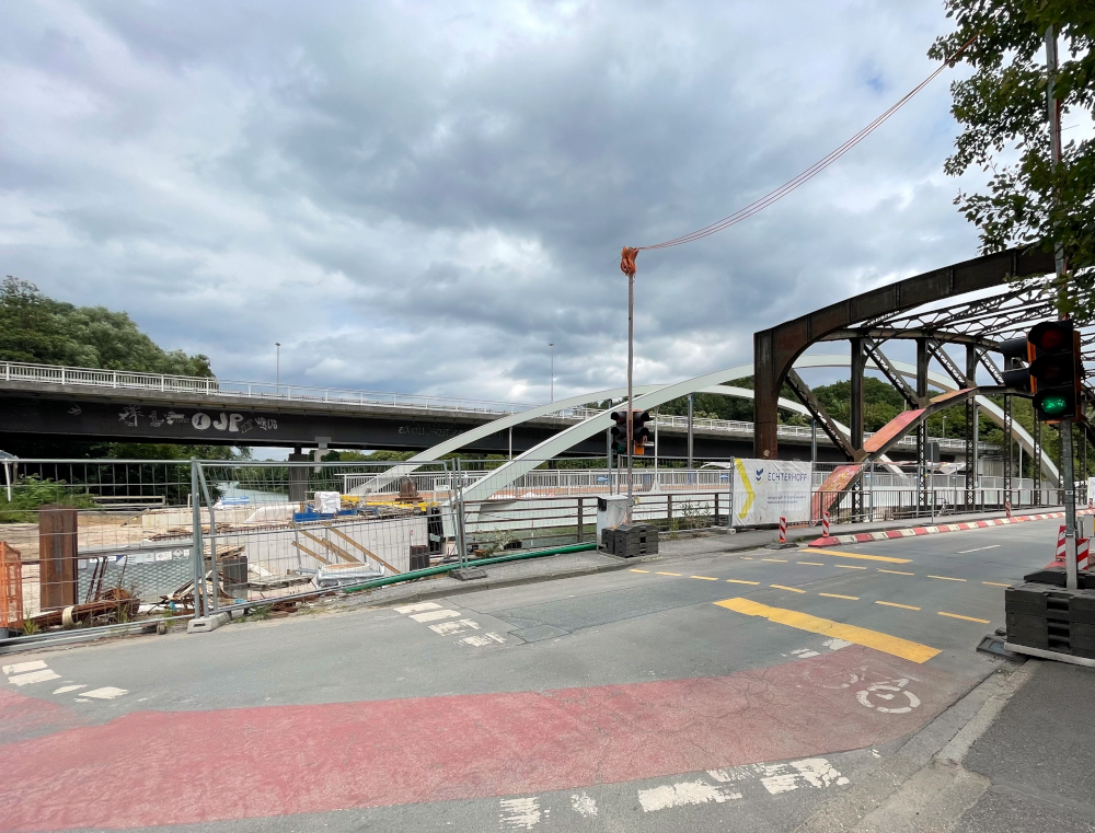 Hiltrup: Zwei Prinzbrücken vor der Hochbrücke der Landesstraße (14.6.2024; Foto: Henning Klare)