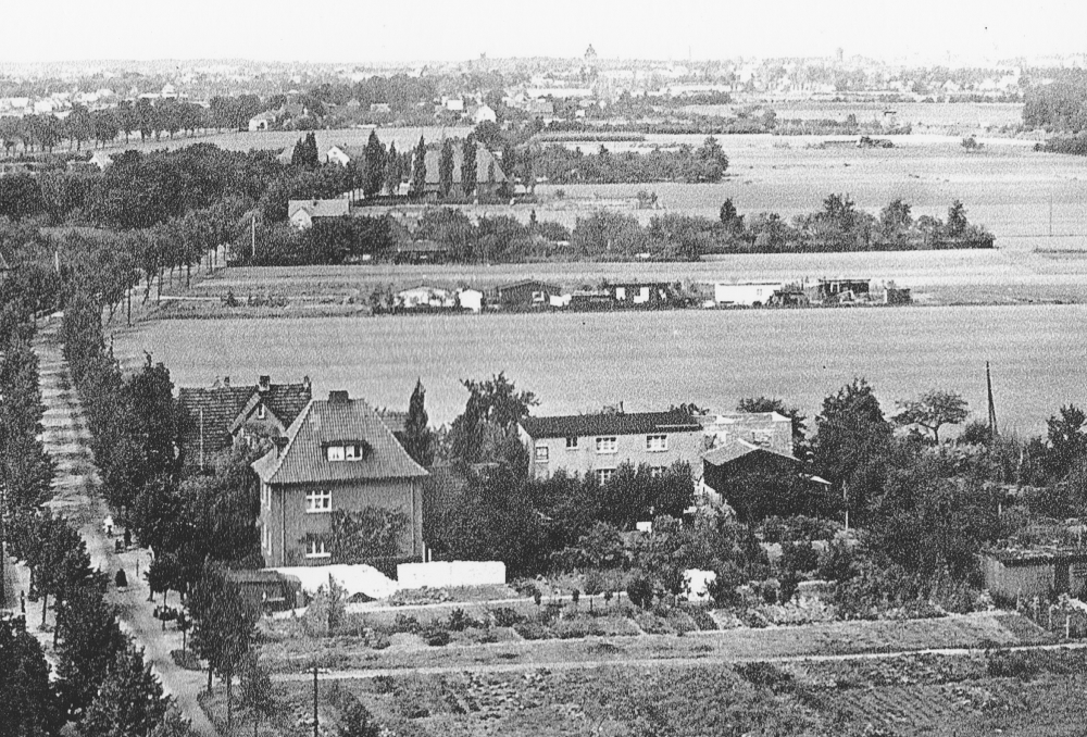 Blick von St. Clemens nach Norden auf die Münsterstraße (heute Hohe Geest) (1948; Foto: Hiltruper Museum, Ausschnitt)