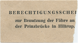 Berechtigungsschein zur Benutzung der Fähre an der Prinzbrücke in Hiltrup (1945; Hiltruper Museum, Bearbeitung: Henning Klare)