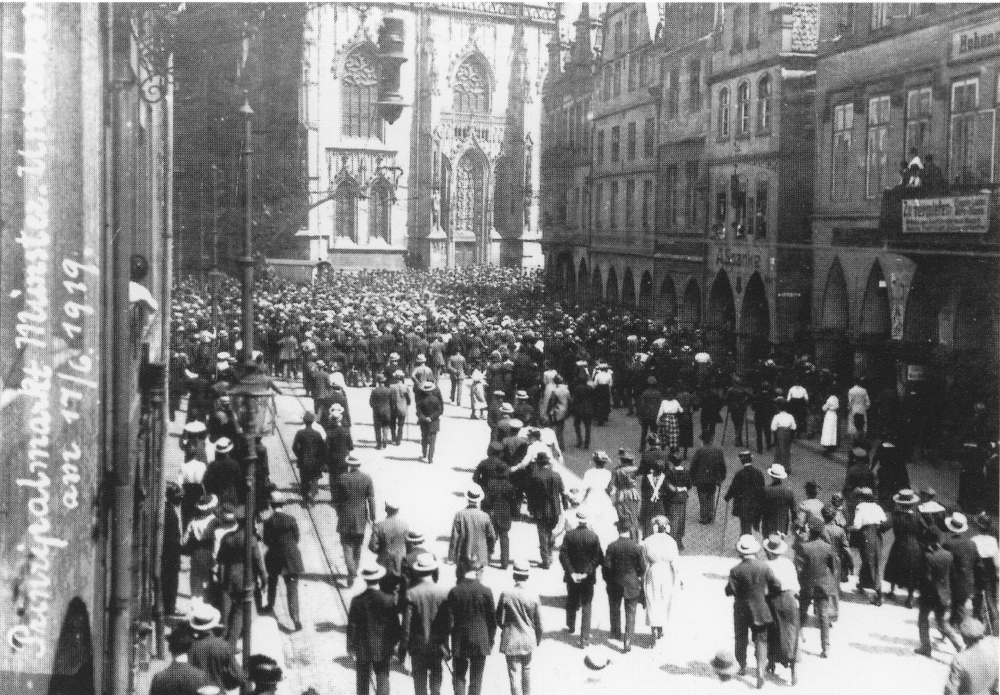 Prinzipalmarkt Münster. Unruhen am 17.6.1919 (Foto: Hiltruper Museum)