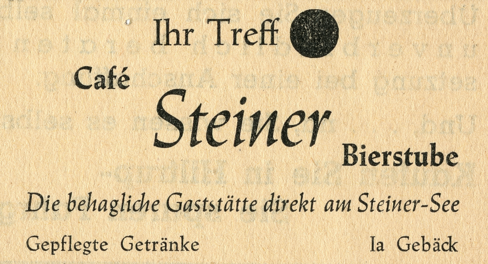 Aus einem Werbezettel für "Café Steiner Bierstube" (Juni 1952; Hiltruper Museum, Bearbeitung: Henning Klare)