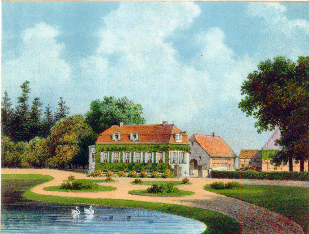 Das barocke Wohnhaus von Haus Geist in Münster um 1800