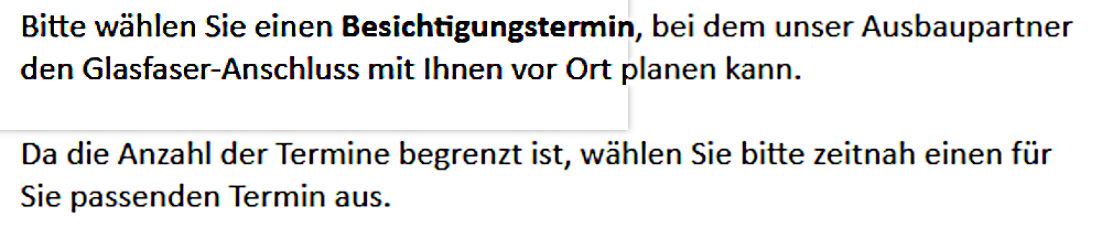 Deutsche Telekom und Stadtwerke Münster GmbH (Email vom 31.7.2025, Ausschnitt)