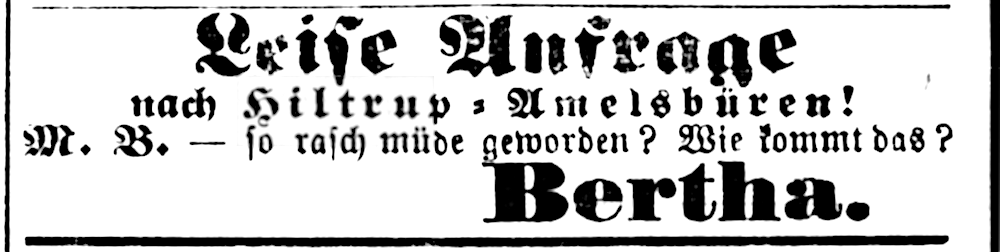 Münsterischer Anzeiger 25.5.1879: Leise Anfrage (Bearbeitung: Henning Klare)