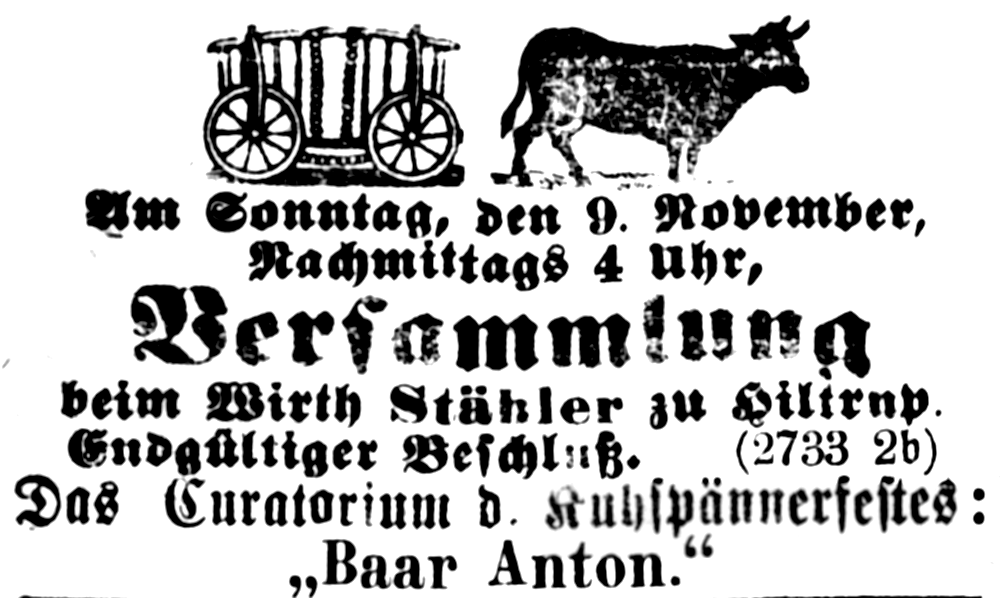 "Curatorium d. Kuhspännerfestes" (Münsterischer Anzeiger 8.11.1884, Bearbeitung: Henning Klare)