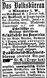 “Das Volksbüreau in Münster i. W.“ (Münsterischer Anzeiger 24.6.1903, Bearbeitung: Henning Klare)