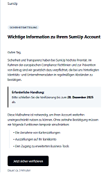 Kriminelle Email, angeblich von "SumUp" (24.12.2024)
