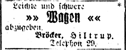 Bröcker, Hiltrup: Wagen abzugeben (Münsterischer Anzeiger 25.7.1917, Bearbeitung: Henning Klare)