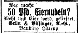 Grün und Bilfinger Hiltrup: Wer macht Eiernudeln? (Münsterischer Anzeiger 27.7.1917, Bearbeitung: Henning Klare)