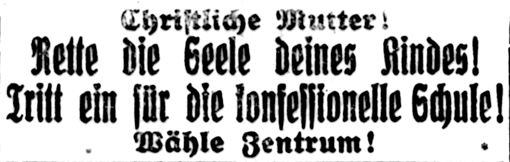 Wahlwerbung des Zentrum (Münsterischer Anzeiger 18.1.1919, Bearbeitung: Henning Klare)