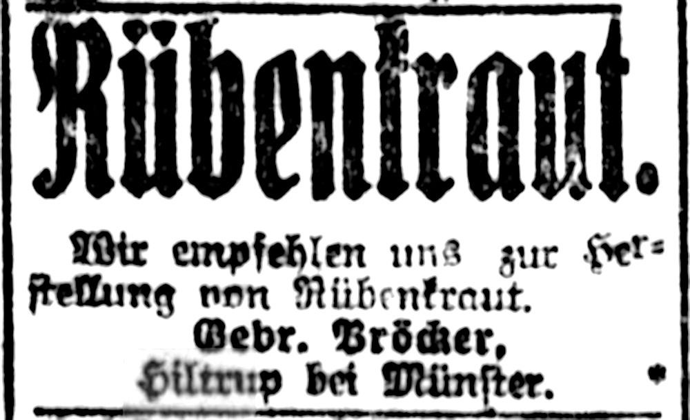Gebr. Bröcker kocht Rübenkraut (Münsterischer Anzeiger 10.1.1919, Bearbeitung: Henning Klare)