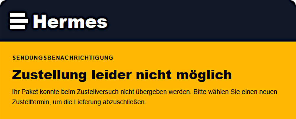 Gefälschte Mail von Hermes (15.5.2026)