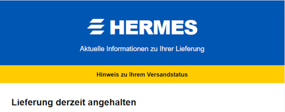 Gefälschte Mail von Hermes (27.4.2026)