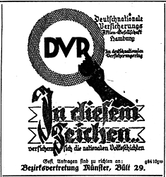 Versicherung für „nationale Volksschichten“ (Münsterischer Anzeiger 22.7.1926, Bearbeitung: Henning Klare)