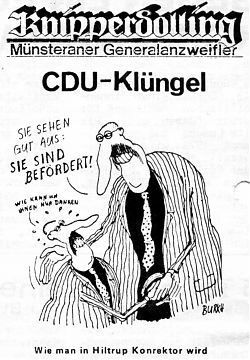 „Knipperdolling / Münsteraner Generalanzweifler“ von Dezember 1978 zur Wahl des CDU-Manns Reisener zum Konrektor der Hauptschule Hiltrup