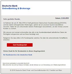 Angriff aufs Bankkonto per Email (31.5.2018)