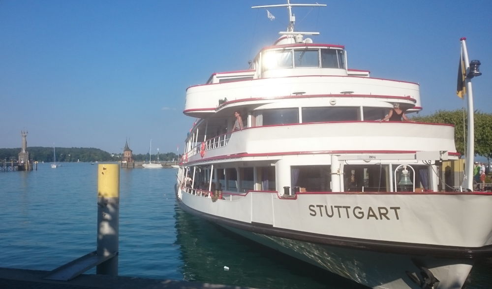 Konstanz: Fährschiff im Hafen (24.7.2018; Foto: Klare)